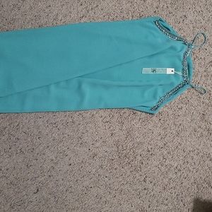 Seafoam halter dress with beaded neckline